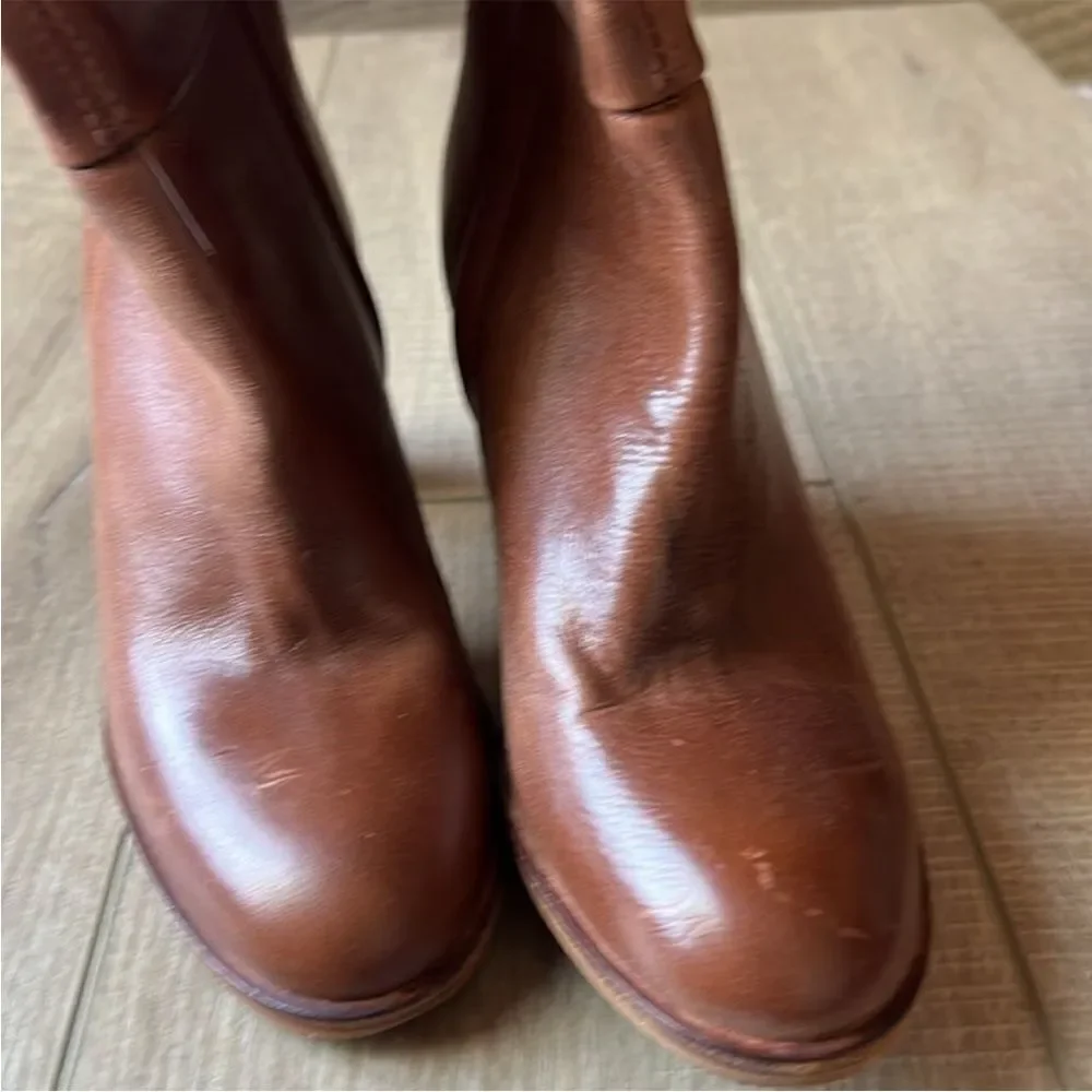 New Free People Dakota Taupe Brown Leather Over-The-Knee Tall Boots EU 37 US 7